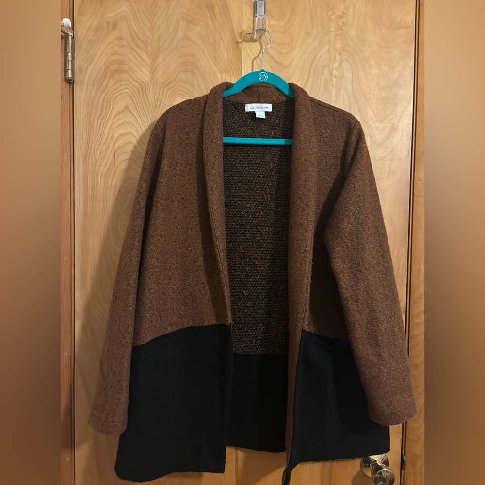 Liz Claiborne Chocolate and Black Knit Cardigan